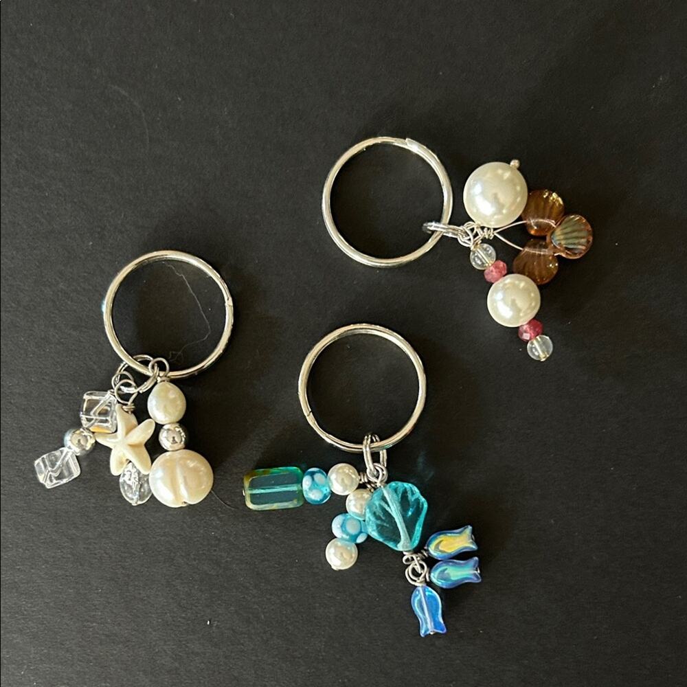 Nautical Summer Themed Set of 3 Key Rings, Perfect For Gifting and Keeping